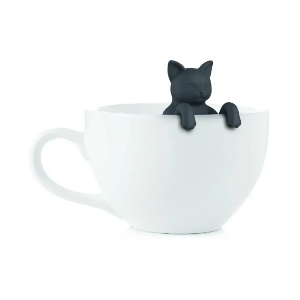 NEW Fred Cat Purr-Tea Tea Infuser Silicone Grey Cats Kitchen Accessory